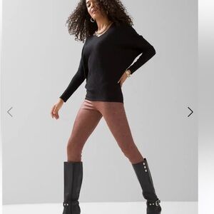 White House Black Market Runway Paisley Suede Leggings Brown Size 6